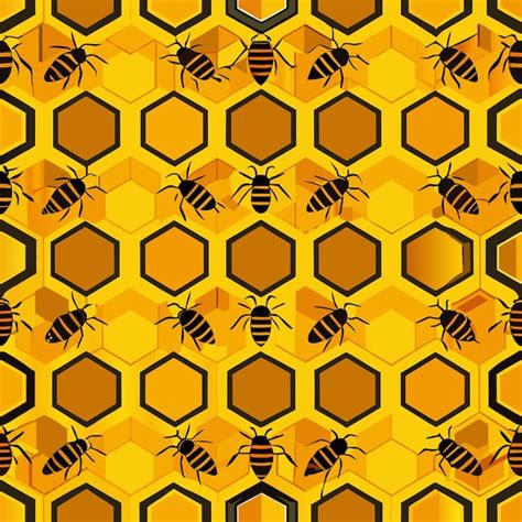 Bees on a yellow background | Premium AI-generated vector