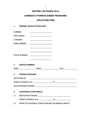 Fillable Online Candidate attorneys subsidy programme application form ...