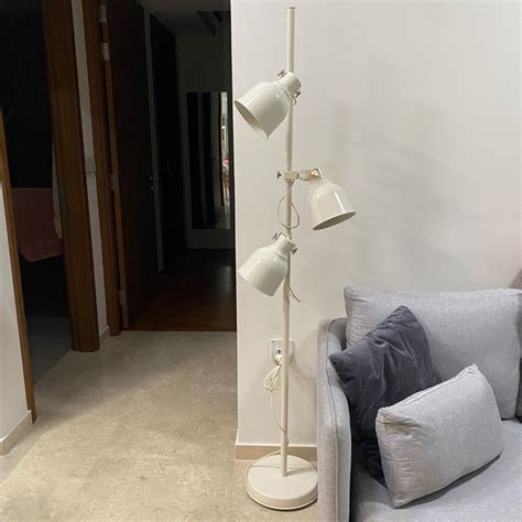 Ikea White Hektar Floor Lamp with 3-Spot, Furniture & Home Living ...