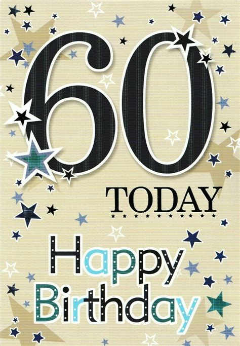 Male traditional open happy 60th birthday card 60 today choose from 3 x ...