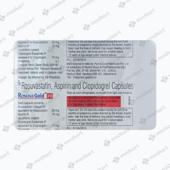 ROSUVA GOLD 20MG CAPSULE 10'S - Uses, Price, Side Effects & Generic ...