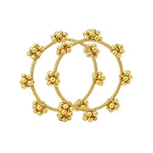 Buy UnfoldSelf Traditional Gold plated Brass Ghungroo Bangles, Handmade ...