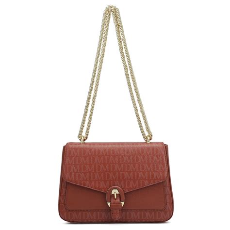 Small Monogram Franzy Leather Shoulder Bag - Brick – Da Milano