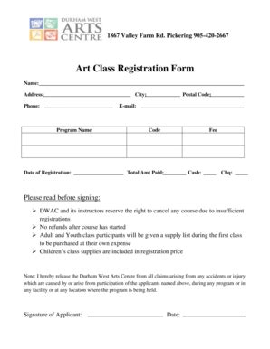 DWAC Art Class Registration 2011 1 - Dwac - Fill and Sign Printable ...