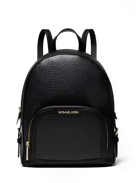 Michael Kors Jaycee Medium Backpack, Black Pebbled Leather, Zip Pocket, Adjustable Straps ...