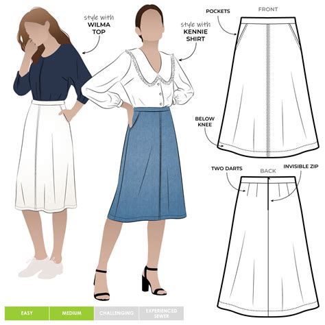 Mary-Ann Skirt Sewing Pattern Multi-Size PDF – PDF Casual Patterns ...
