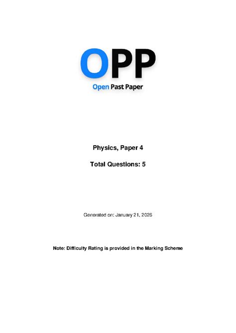 QP CIE A Level Physics Paper 4 6790 - Physics Class 12 - Physics, Paper ...