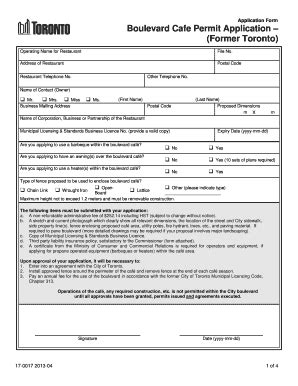 Fillable Online Boulevard Cafe Permit Application (Former Toronto ...