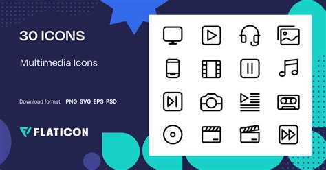Multimedia Icons Icon Pack | Basic Outline | 30 .SVG Icons
