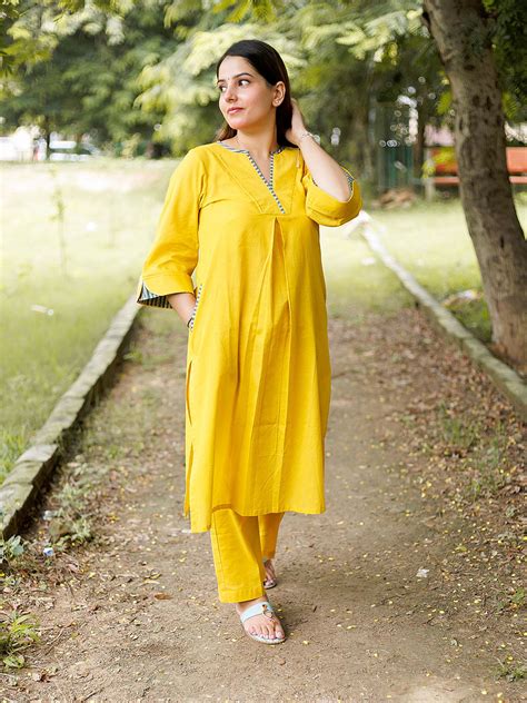 Yellow Cotton Linen Coord Set