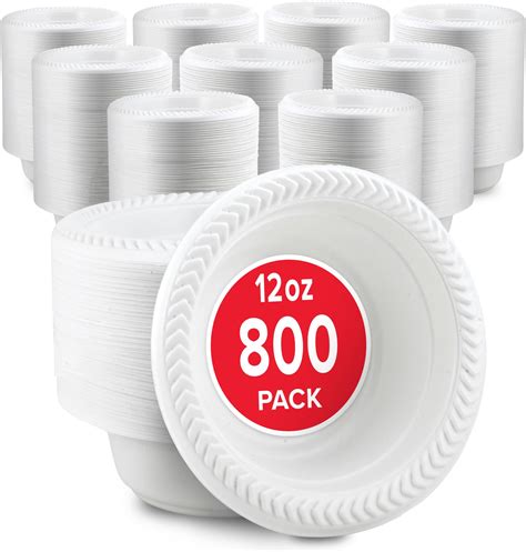 Amazon.com: Stock Your Home 800 Count 12 oz White Plastic Bowls, Bulk ...
