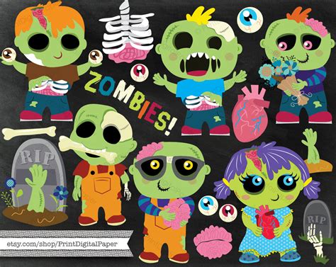 Cute Zombie Cliparts - Add a Playful Twist to Your Spooky Designs!