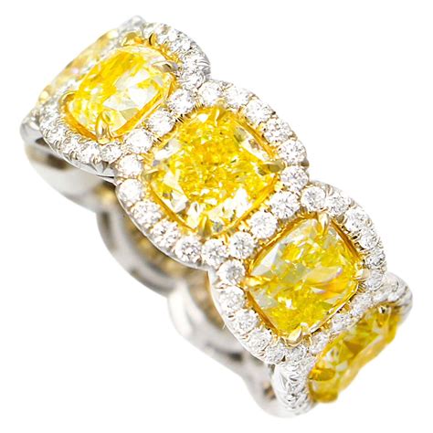 Fancy Yellow Diamond Gold Eternity Band Ring For Sale at 1stDibs ...
