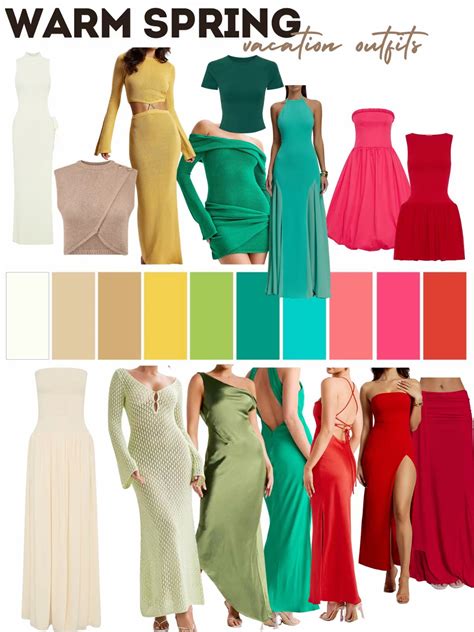 Warm Spring Vacation Outfits | Colorful & Chic Style Inspiration | Warm ...