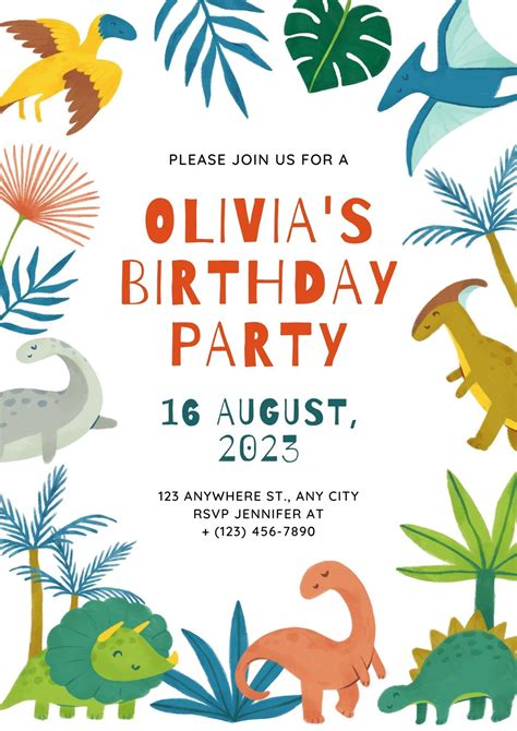 Free Dinosaur Birthday Invitations Printable | FREE Printable HQ