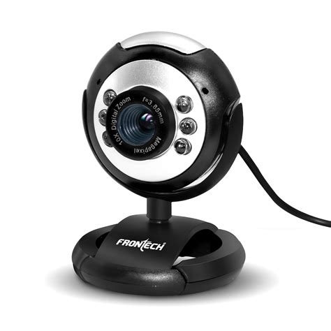 FRONTECH Digital Webcam with Built-in Mic & LED Lights, 30 FPS, Plug ...