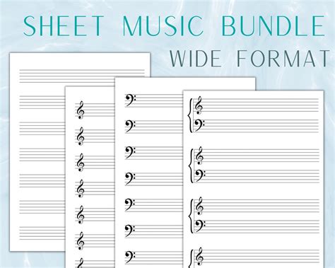 Buy Wide Staff Printable Music Sheets BUNDLE DEAL Blank Staff Paper ...