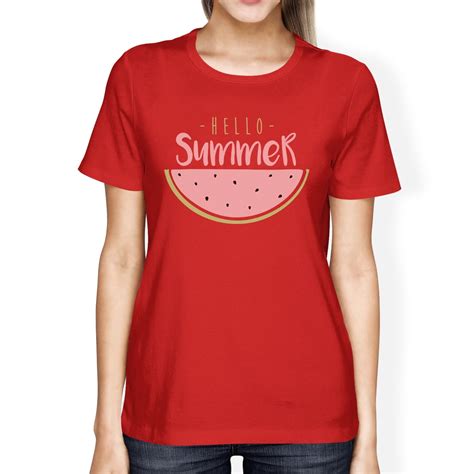Hello Summer Watermelon Womens Red Shirt - Walmart.com