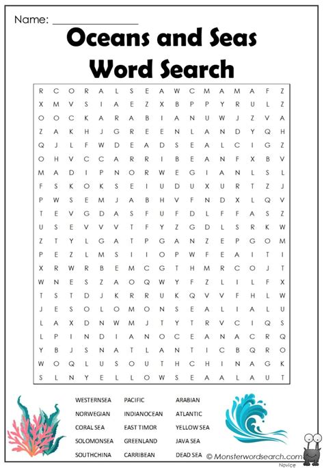 Oceans and seas word search – Artofit
