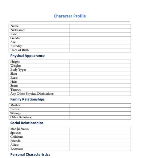 Image result for Character Profile Example