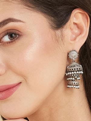 Buy Fabindia Women White Pearl Traditional Jhumka Earrings Online