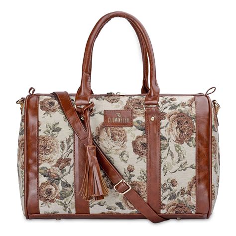 Lorna Tapestry Fabric & Faux Leather Handbag Sling Bag for Women (Brown ...