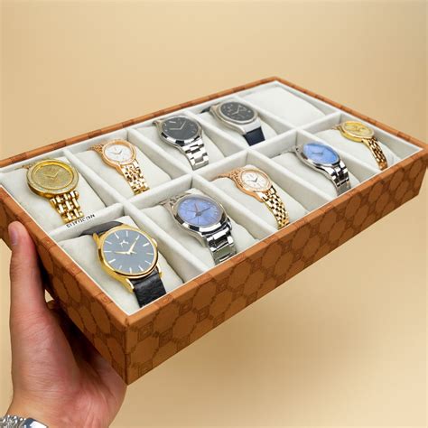 12 Slot Designer Leatherette Watch Tray for Wardrobe Closet | La Trove