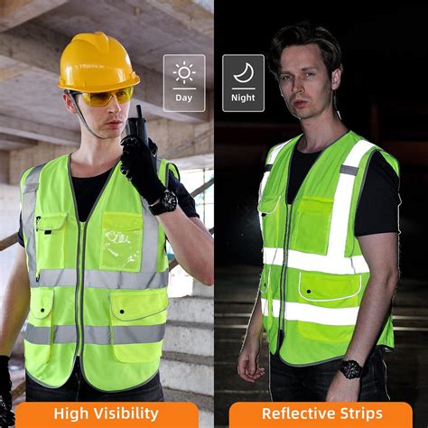 Buy Reflective Vest High Visibility Vests Work Vest for Men Women ...