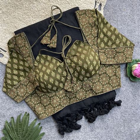 Khadi Cotton in Ajrakh Stitched Saree blouse – KVS FASHION BOUTIQUE