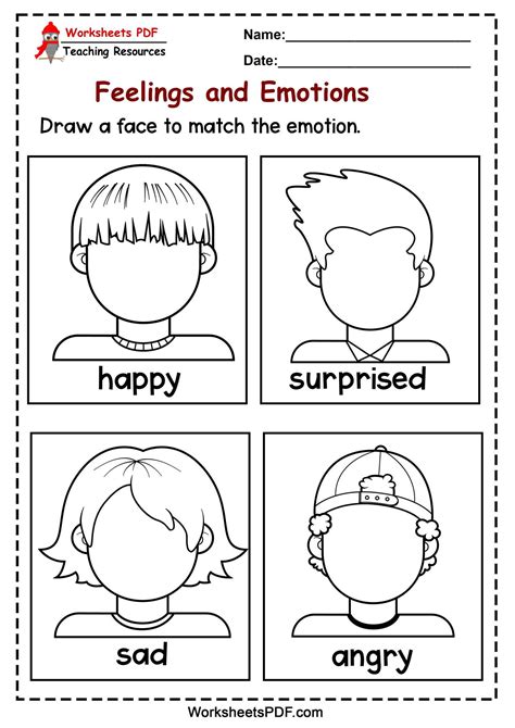 Worksheets PDF - Draw a face to match the Emotion... | Facebook ...