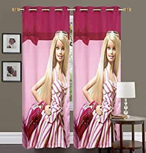 Buy AMI CREATION Polyester Blend 3D Digital Printed Barbie Doll Eyelet ...