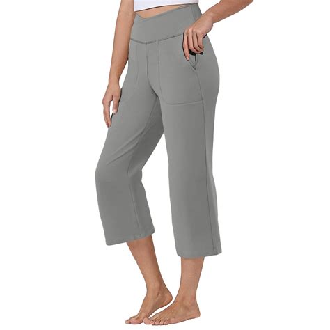 Evdexr Womens Capri Pants High Waist Wide Leg Yoga Capris with Pockets ...