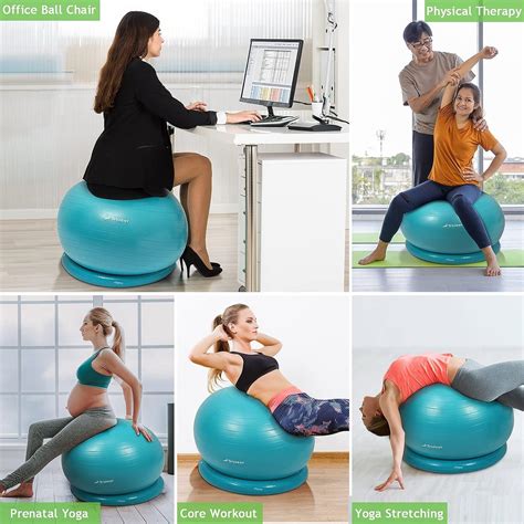 Trideer 65cm Yoga Ball Chair for Home Office Desk - Stability & Balance ...