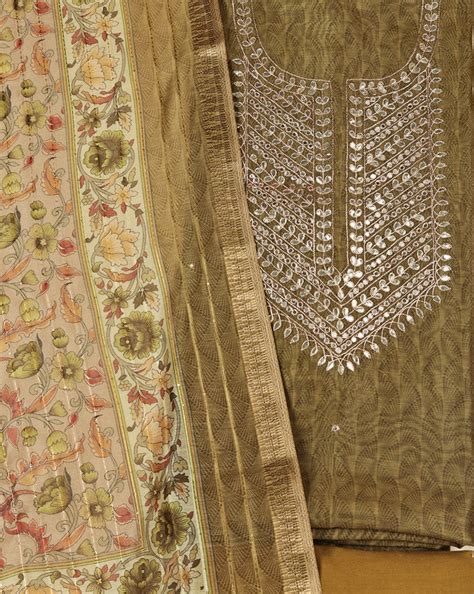 Green Chanderi Gota Patti Suit with Floral Dupatta – Lavanya India