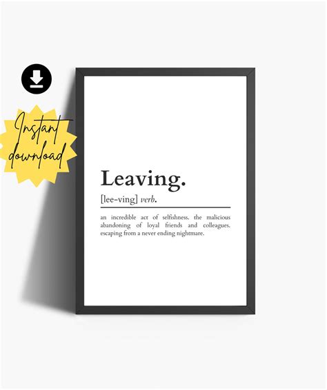 Leaving Definition Print | Farewell Gifts | Gift for Coworker ...