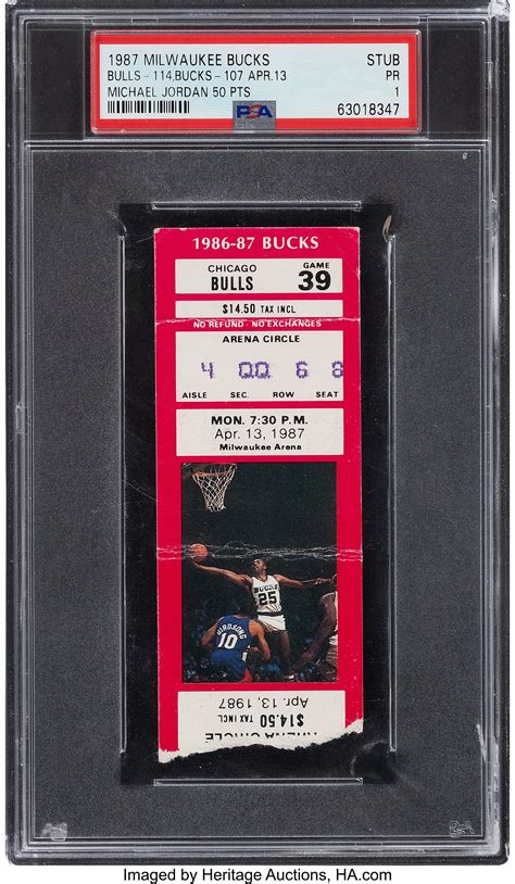 1987 Chicago Bulls vs. Milwaukee Bucks (4/13) Ticket Stub, PSA Poor ...