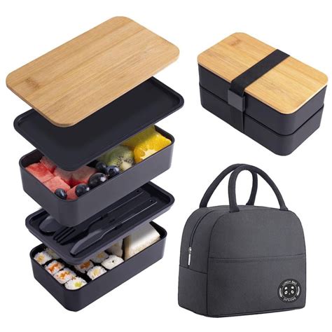 Double-Layer Stackable Bento Box with Lunch Bag