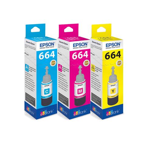 Epson 664-B 664-C 664-M 664-Y Genuine Ink Bottle Set, For Colour ...