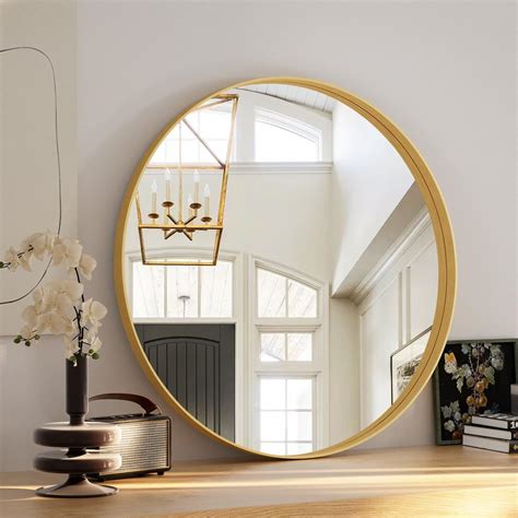 VooBang Round Bathroom Mirror 32 inch, Gold Gorgeous Deep India | Ubuy