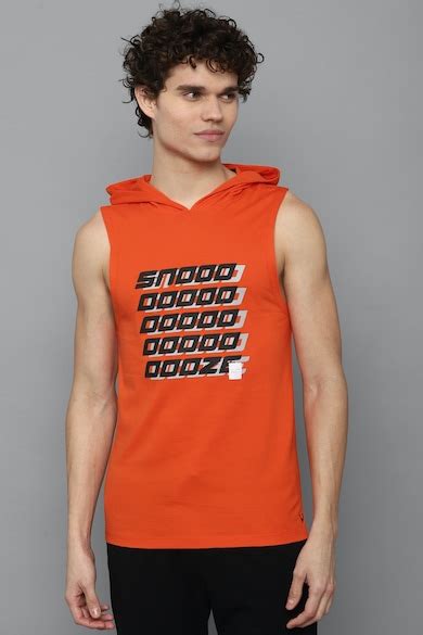 Buy Men Orange Graphic Print Hooded Neck Vest Online - 737658 | Allen Solly