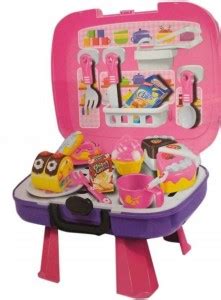 FEMININE STYLE Briefcase Trolley Cake Game Set Barbeque Kitchen Play ...