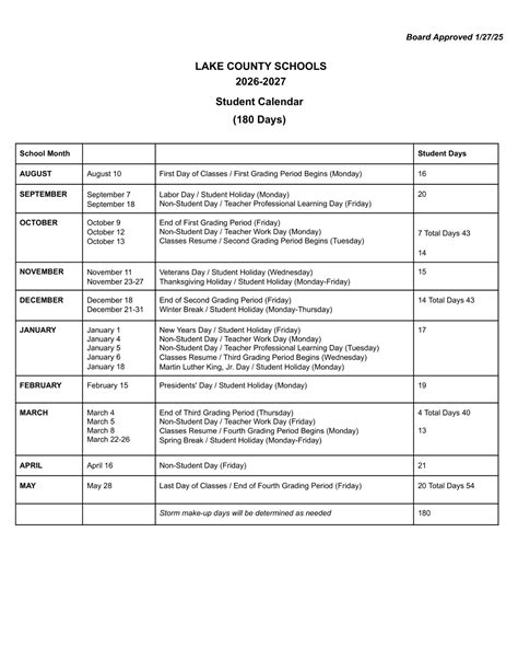 Lake County Schools Calendar 26-27 Revised (PDF) - EduCounty