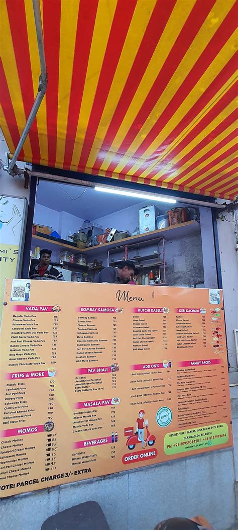 Menu at Bombay Vada Pav Belagavi, Belgaum