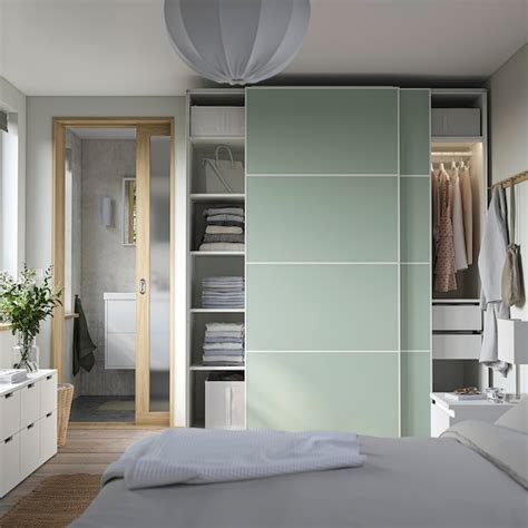 PAX / MEHAMN wardrobe with sliding doors, white/double sided light ...