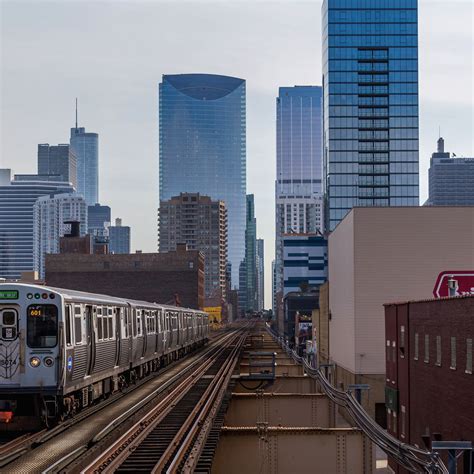 Green Line Train Chicago CTA Green Line Train At 47th Street | 47th