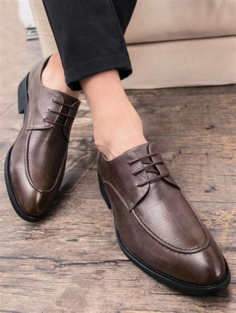 Men Crocodile Embossed Lace-up Front Oxford Shoes | SHEIN USA