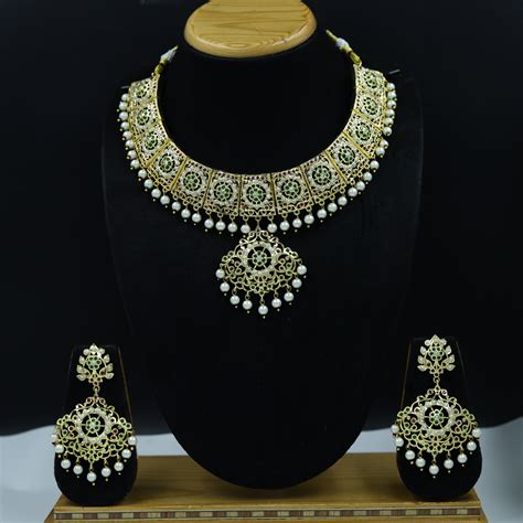 Buy Round Neck Jadau Necklace Set 11544-65 Online 7251457867829 ...