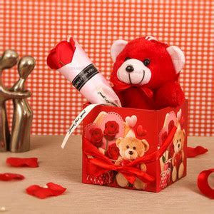 TIED RIBBONS Cute Teddy Bear and Artificial Rose Valentine Day Gift for ...