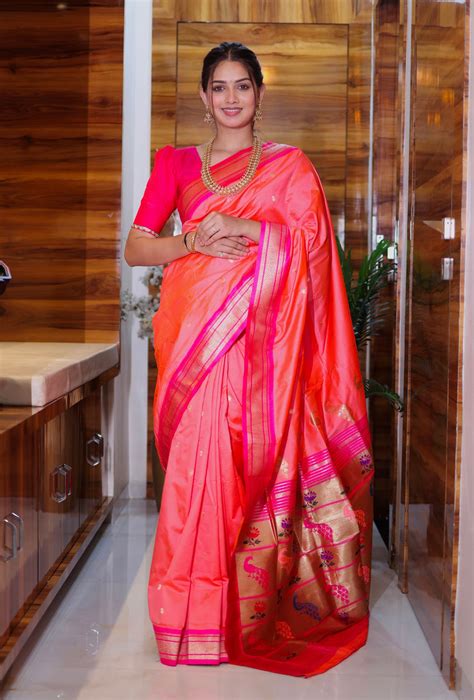 Women's Peach Paithani Silk Woven Saree – Trendia
