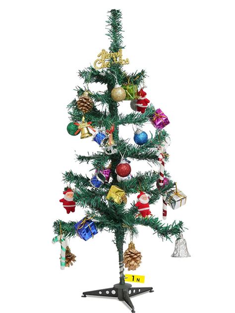 Buy | Green Christmas Decor Artificial Tree 1ft with 54 Ornaments Props ...